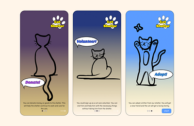 Onboarding. Daily UI. Day 23 cats dailyui dailyuichallenge figma pets shelter social good ui ui design uiux