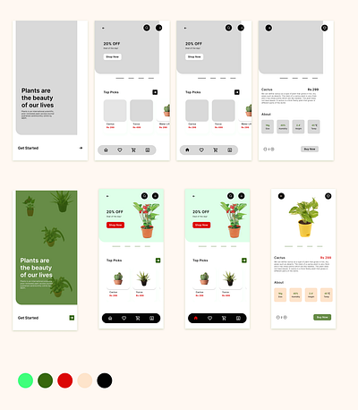 PlantShop app design typography ui ux