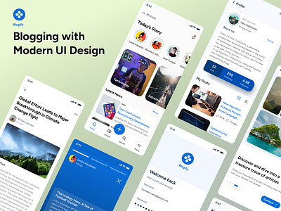 Blogify UI Design animation app appdesign branding design graphic design hero section illustration logo mobile app mockup motion graphics productdesign ui uidesign uxdesign vector