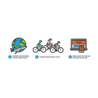 Website graphics for Trek Travel biking icon illustration travel web graphics