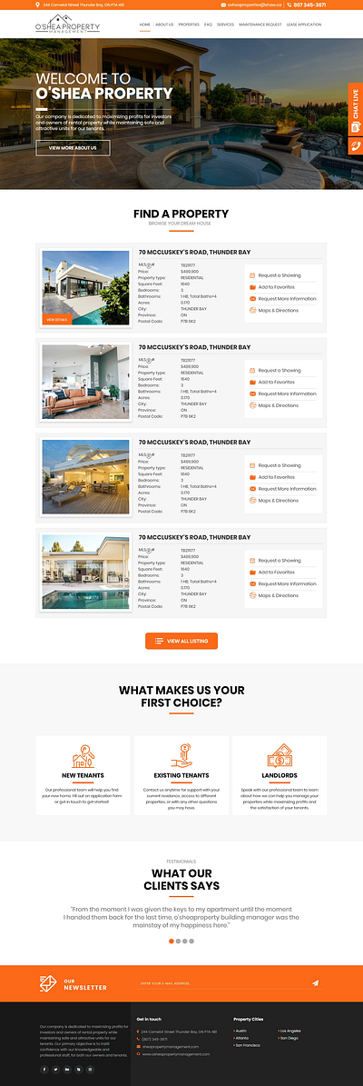 Real Estate Website Design O'SHEA Property Ui Design V004 3d animation branding graphic design logo motion graphics real estate ui web design