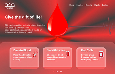 Blood Bank Web UI app branding design graphic design illustration logo typography ui ux vector