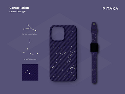 Pitaka phone case and watch band with constellation apple band case constellation iphone mobile phone phone case pitaka stars watch zodiak