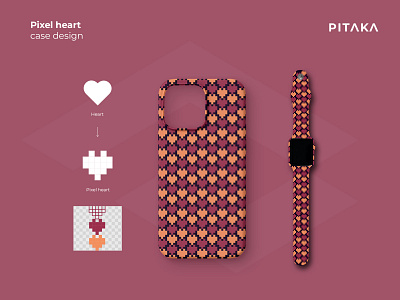 Pitaka phone case and watch band with pixel style apple band case heart iphone mobile phone pitaka pixel watch