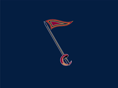 Cleveland Cavaliers (Alt. Logo) basketball blue c c logo cavaliers cavs cleveland cleveland cavaliers cleveland cavs design flag gold handle logo nba red sabre sword white yellow