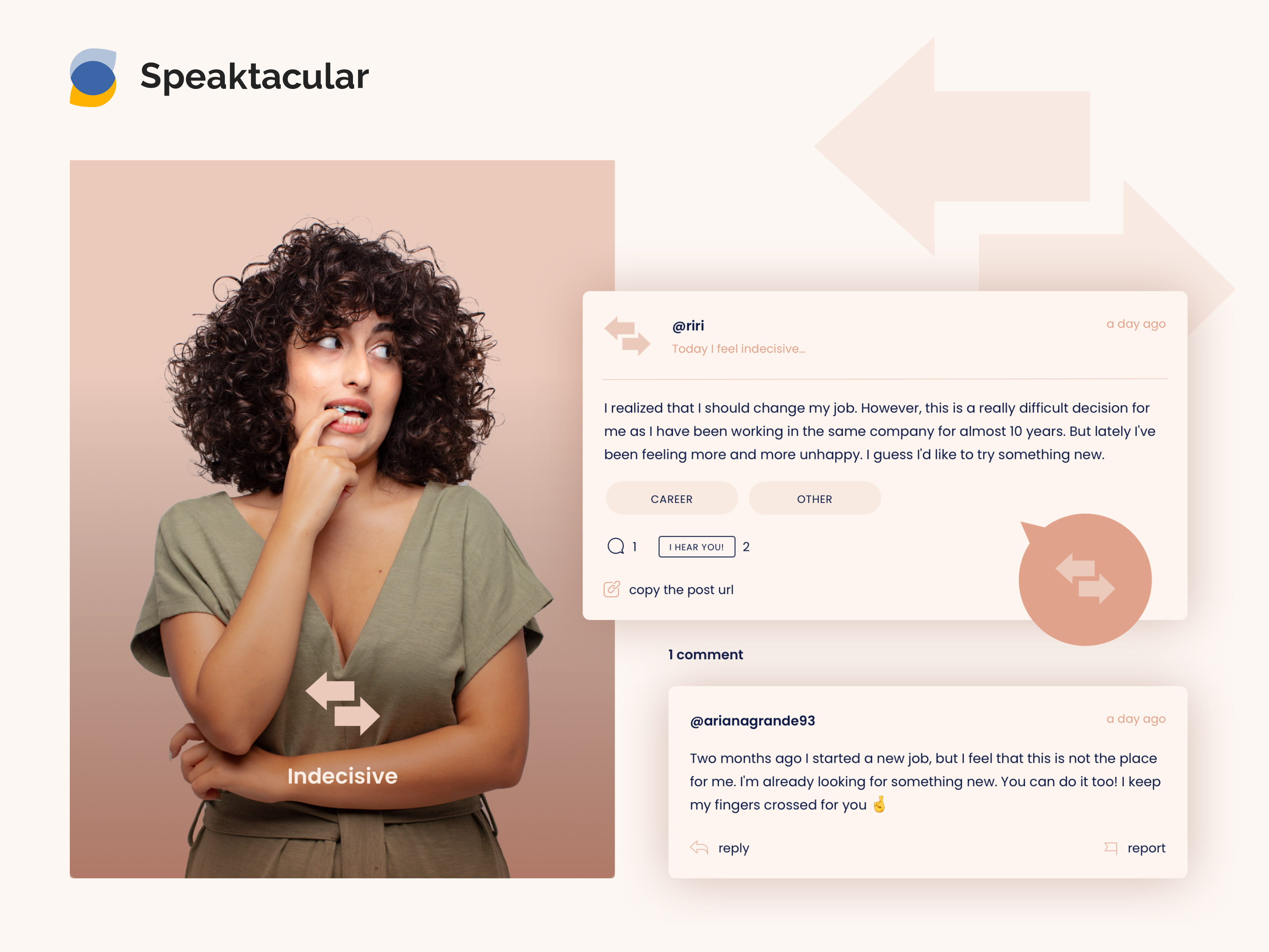 Speaktacular – Branding & UI Design branding comment community design graphic design logo message mood platform post post listing sisterhood speaktacular tags thread ui ui design ux design women