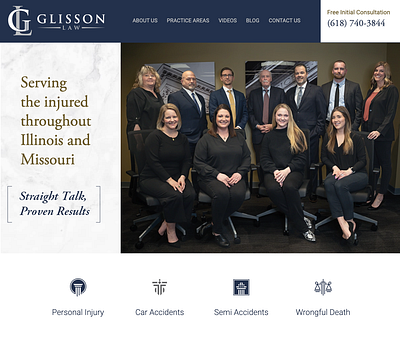 Glisson Law - Alton Illinois Personal Injury Attorneys graphic design personal injury lawyer website design