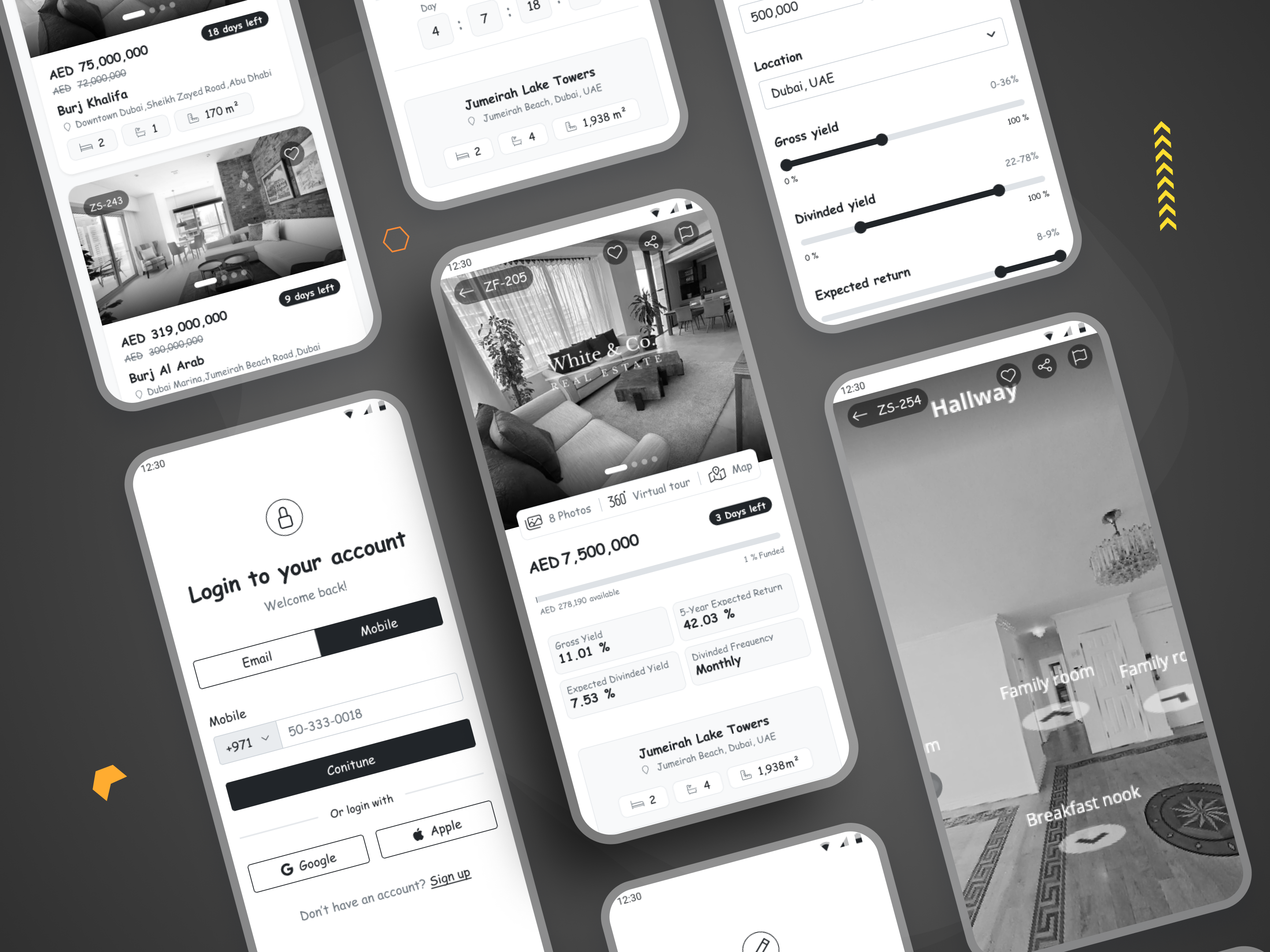 Real Estate High-Fidelity Wireframe designsystem mobile app real estate wireframe