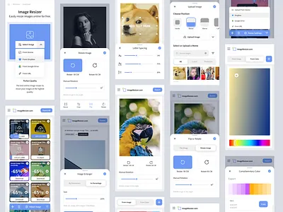 Image Resizer - Responsive Mobile Screens app color converter design editor homepage image resizer mobile mobile version product responsive saas service software ui ux web