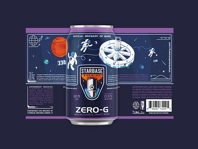 Zero-G mocup astronaut beer branding brewery craft beer design earth graphic design icon set illustration mars nasa planet rocket space space station space x stars vector