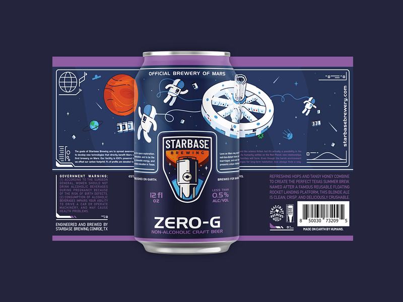 Zero-G mocup astronaut beer branding brewery craft beer design earth graphic design icon set illustration mars nasa planet rocket space space station space x stars vector