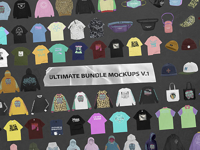 Ultimate Bundle Mockups V.1 apparel apparel bundle coach jacket mockup bundle pullover short sweetshirt wind breaker