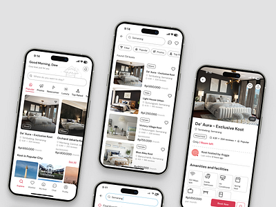 Kozekost - Boarding House Booking Mobile App apartment boarding house book booking booking app building clean clean design clean ui design ui hotel kost kozekost minimalist mobile mobile design mobile ui rent rental ui