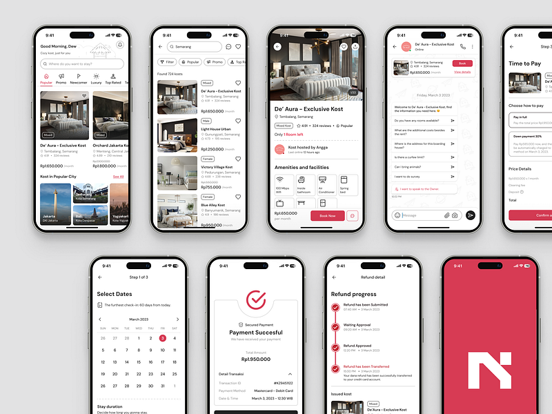 Kozekost - Boarding House Booking Mobile App airbnb app design booking clean design hotel mobile mobile app rent rental rental company rooms service travel ui ui design user experience user interface ux ux design