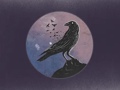 The Crow bird crow fortune hand drawn illustration painting procreate tarot tarot card
