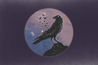The Crow bird crow fortune hand drawn illustration painting procreate tarot tarot card