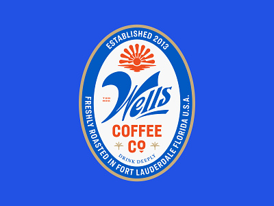 Wells Coffee Co. badge beer branding coffee illustration label lockup logo modern packaging script typography