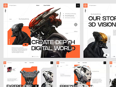 FREY - 3D Agency Website Animation 3d agency animation clean company creative design digital graphic design home homepage landing landing page layout page portfolio ui web web agency website