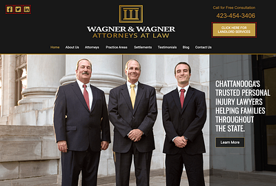 Wagner & Wagner, Attorneys at Law graphic design logo design personal injury lawyer web design website design