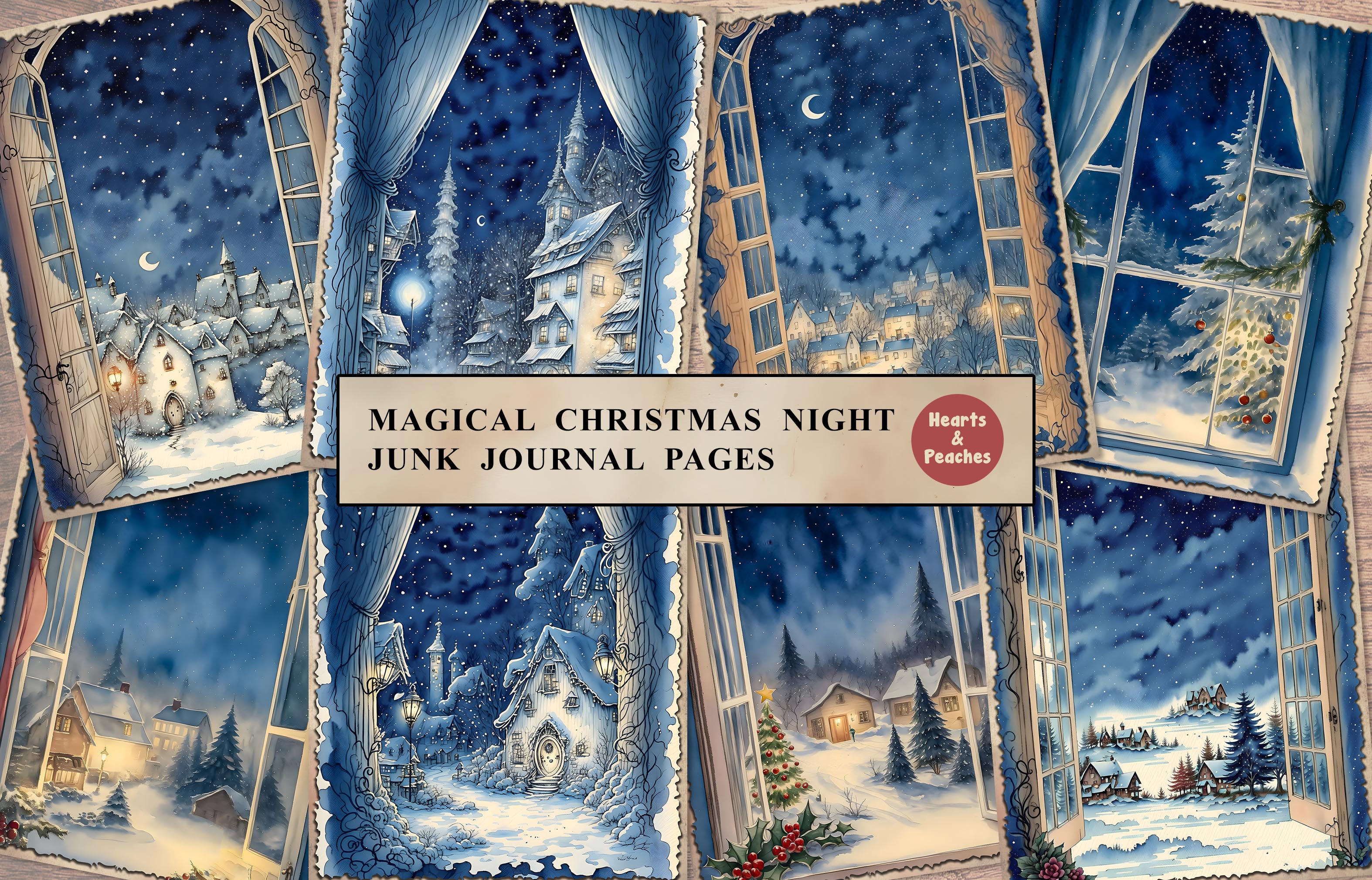 Magical Christmas Night Junk Journal Pages by Hearts and Peaches