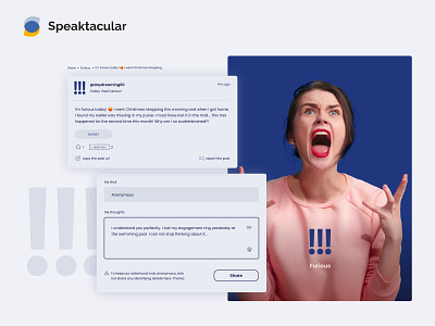 Speaktacular – Branding & UI Design branding comment community design discussion furious graphic design logo logotype message mood platform post post listing sisterhood speaktacular tags thread ui women