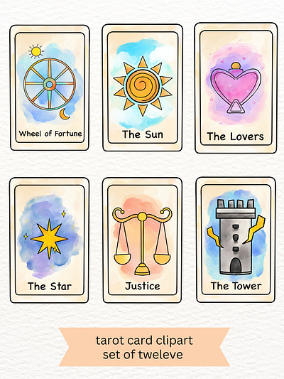 Watercolor Tarot Collection clipart digital art watercolor