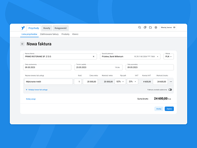 inFakt / New invoice accounting app form infakt invoicing new invoice product design ui ux webapp