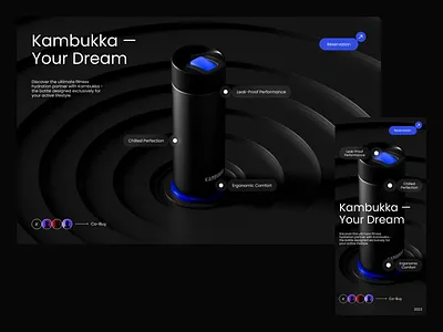 Landing Page for Kambukka — the bottle behance black blue bottle branding design dribble figma landing ui uiux ux web webdesign website