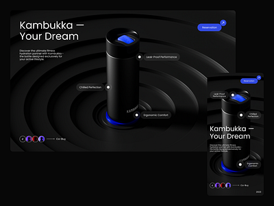 Landing Page for Kambukka — the bottle behance black blue bottle branding design dribble figma landing ui uiux ux web webdesign website