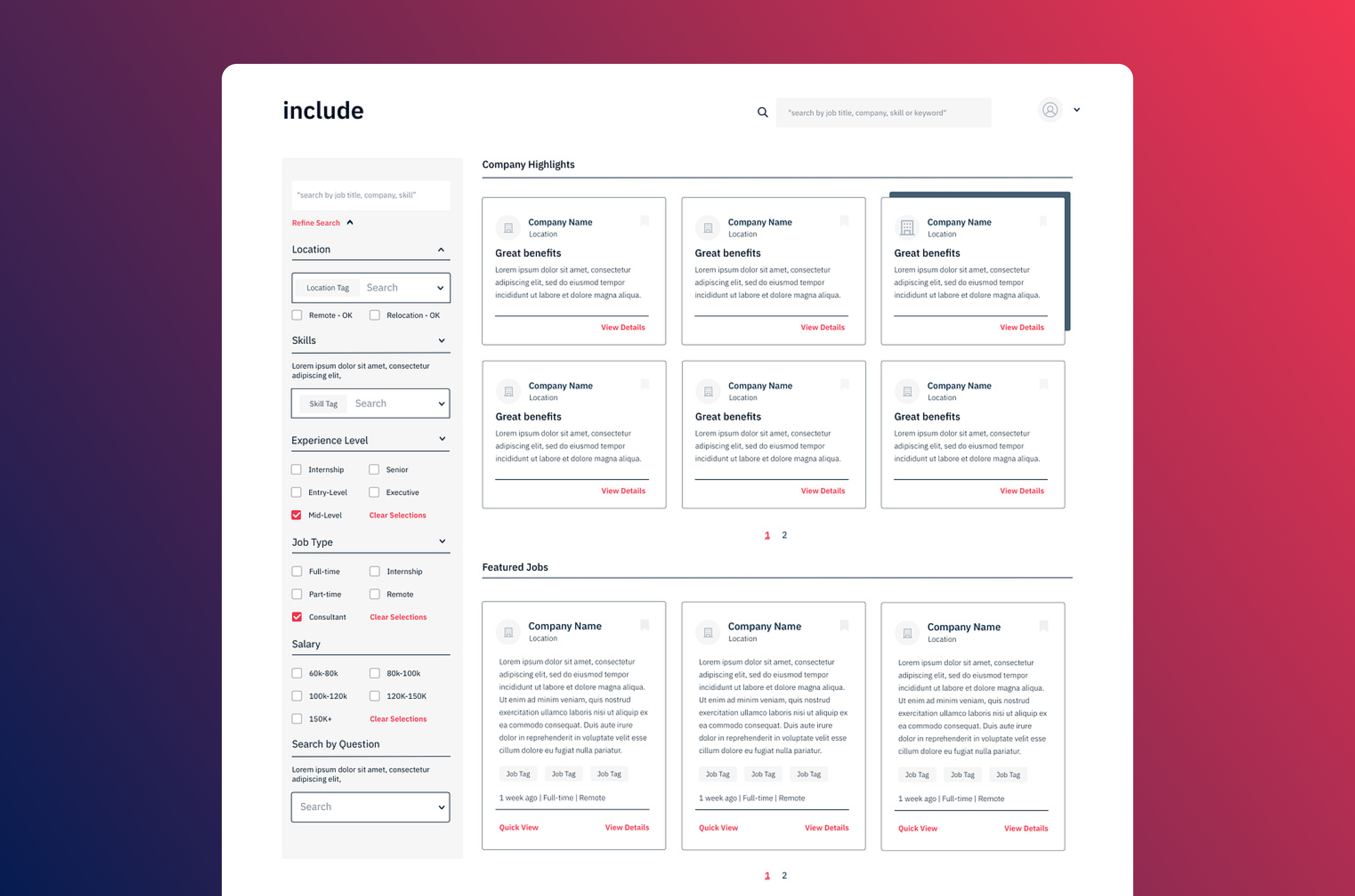 Job Board 🔖 app design desktop app job board product design ui ux