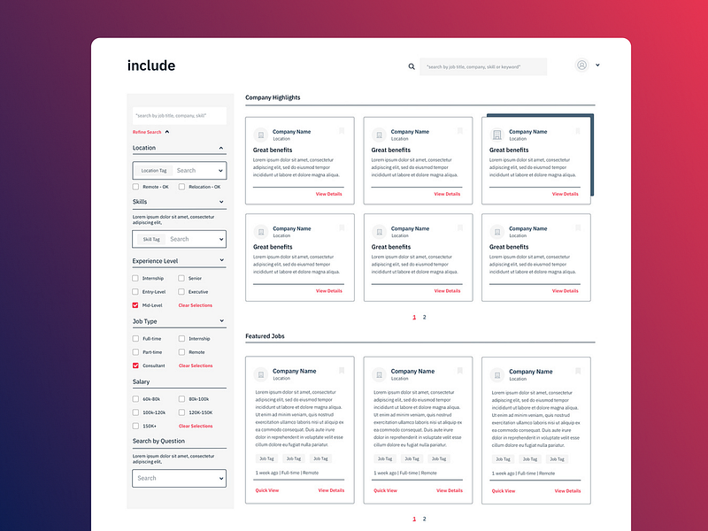 Job Board 🔖 app design desktop app job board product design ui ux