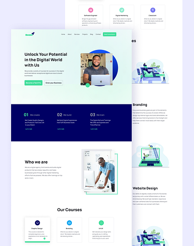 Landing page for a Digital Agency company branding design digital edutech graphic design landing page marketing tech training ui uiux