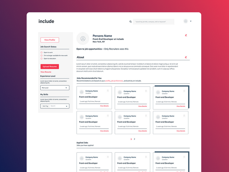 Candidate Dashboard 💯 app dashboard design desktop job job dashboard product design ui ux