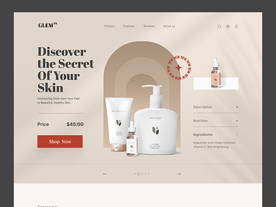 Cosmetics Store - Organic Product Shop Design design landing page shopify web design webflow website