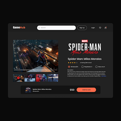 GameHub Product Detail Page | UI Design design ec ecommerce gaming graphic design illustration minimal ui