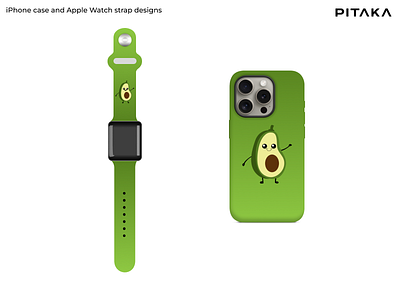 iPhone case and Apple Watch strap designs for PITAKA apple apple watch avocado branding contest design graphic design illustration iphone logo pitaka vector