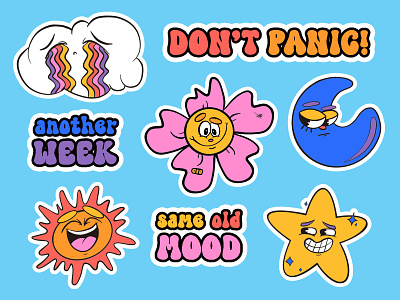 MOOD STICKERS | DIGITAL ILLUSTRATION cartoon design digital illustration fun graphic design illustration mood procreate retro stickers