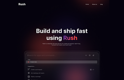 Rush- Build and ship fast branding gradient gradient website landing pages ui website design