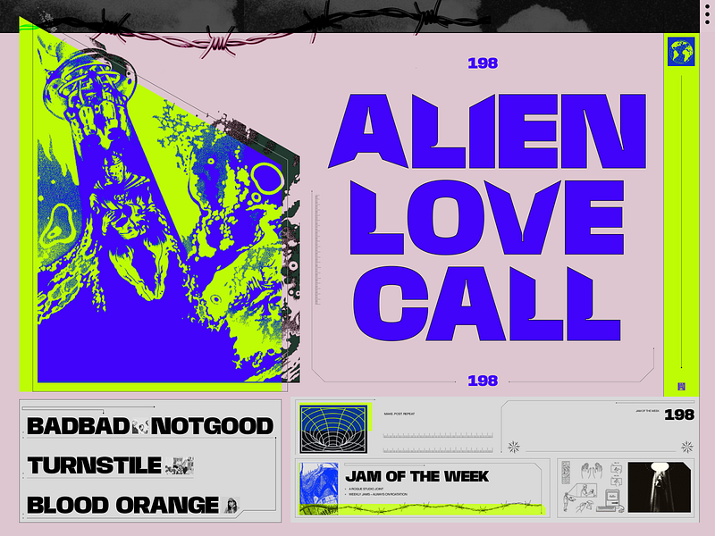 Jam of the Week | 198 album art aliens branding design experimental art graphic design jam of the week 198 jazz rock rogue studio typography ui web website weird art