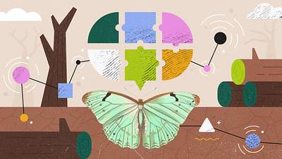 "Cumbre Amazónica" amazonas amazonia butterfly collage cumbre amazonica digital rights editorial illustration