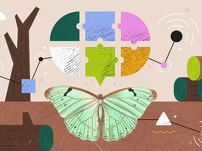 "Cumbre Amazónica" amazonas amazonia butterfly collage cumbre amazonica digital rights editorial illustration