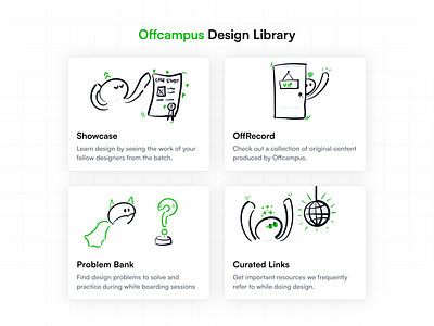 Design Library Doodles art bootcamp branding cohort design program doodle graphic design illustration knowledge bank learning library minimal offcampus procreate program resources simple