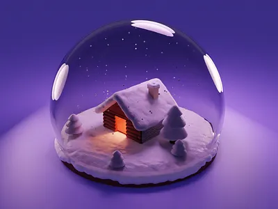 Frozen Pines Snow Globe 3d 3d animation 3dillustration 3dscene animation blender creative design frozen illustration lowpoly lowpolyscene render scene snow snowglobe snowyscene ui winterscene