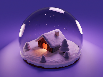 Frozen Pines Snow Globe 3d 3d animation 3dillustration 3dscene animation blender creative design frozen illustration lowpoly lowpolyscene render scene snow snowglobe snowyscene ui winterscene