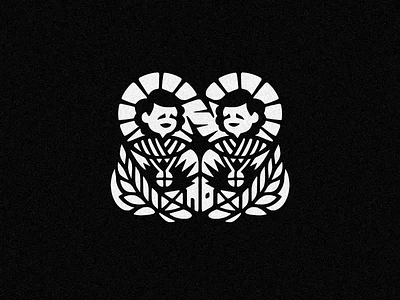 The Twins ✦ Saints Cosmas and Damian aura candy catholic children church cosmas cosme cross damian damião logo logotype medal people person saint saints symbol twin twins