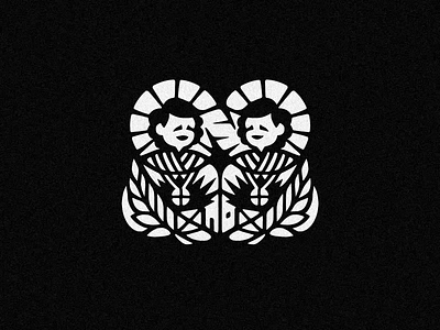 The Twins ✦ Saints Cosmas and Damian aura candy catholic children church cosmas cosme cross damian damião logo logotype medal people person saint saints symbol twin twins