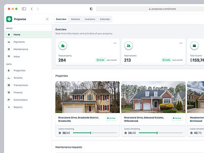 Propwise - Property Management Saas Webapp Dashboard admin airbnb app design component dashboard management navbar product design property property management real estate saas table tabs tenant ui design uiux ux design web app web design