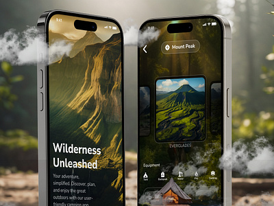 Travel Mobile App concept - Camping 3d app appdesign appui camping campingapp concept design inspiration mobile travel travelapp ui uidesign wild