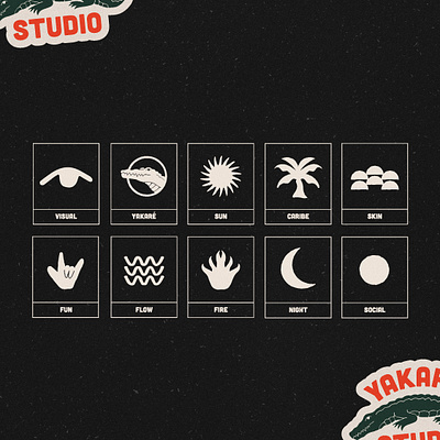 Yakaré Studio alligator branding design graphic design icon identity logo stickers visual