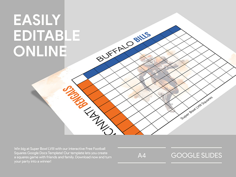 Super Bowl Squares 2024 Free Google Docs Template 